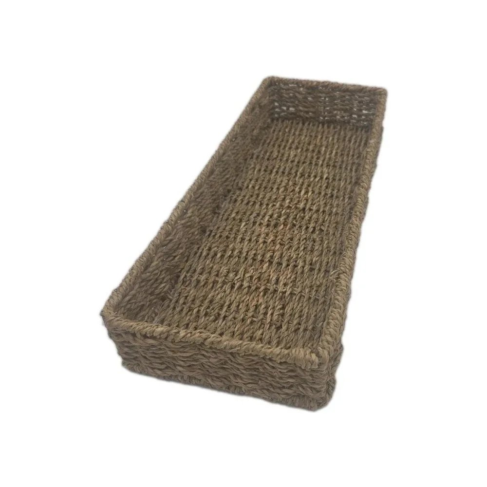 Natural Seagrass Storage Baskets, Rectangle Tray, Container, Toilet Top Tray